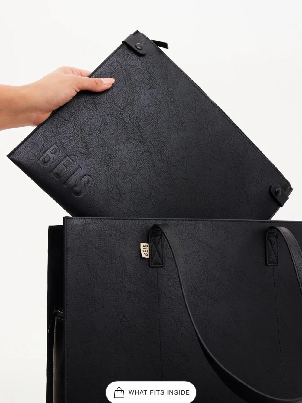 BEIS Black Work Tote Removable Shoulder Strap